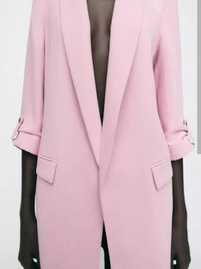 Zara Blush Pink Longline Blazer Jacket XS